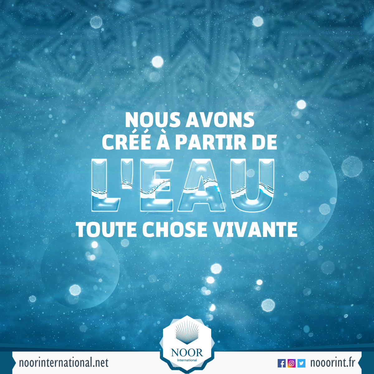 Nous avons créé à partir de l'eau toute chose vivante