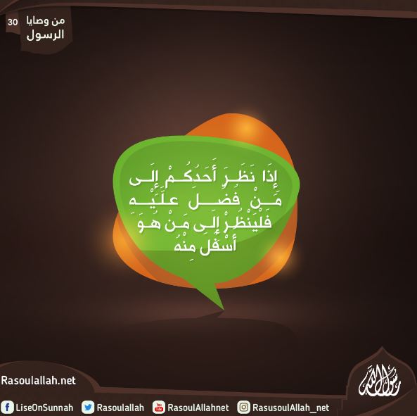 إِذَا نَظَرَ أَحَدُكُمْ إِلَى مَنْ فُضِّلَ عَلَيْهِ فَلْيَنْظُرْ...